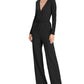 Ralph Lauren Women's Belted Long Sleeve V Neck Jumpsuit Black Size 4