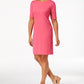 Karen Scott Women's Cotton Elbow Sleeve Dress Pink Size Petite L