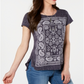Style & Co Women's Graphic Top Blue Size Petite Large