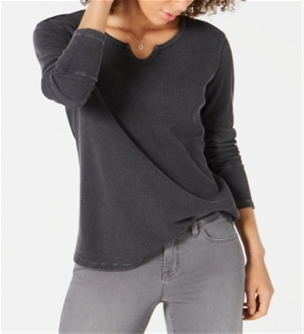 Style & Co Women's Cotton Thermal Top Gray Size Petite XL