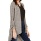 NY Collection Women's Petite Drawstring-Sleeve High-Low Sweater Gray Size Petite Small