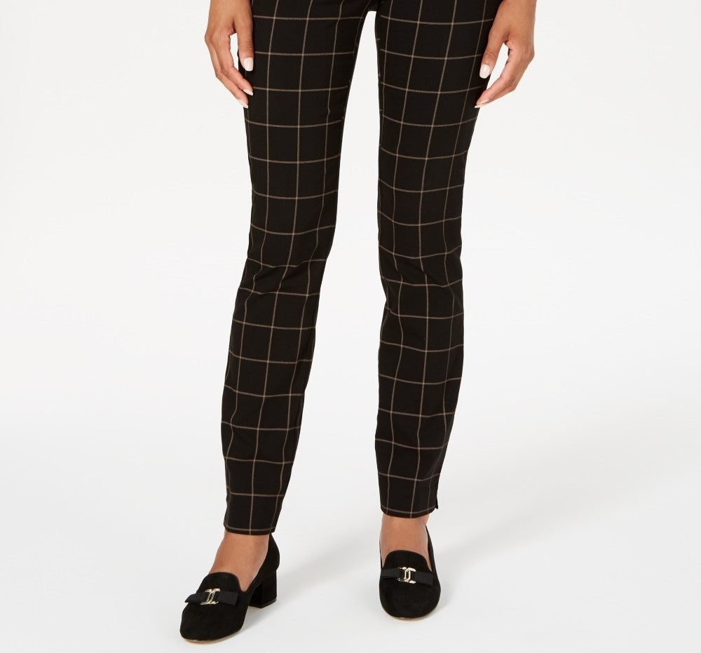 Charter Club Women's Windowpane Pants  Charcoal Size 10