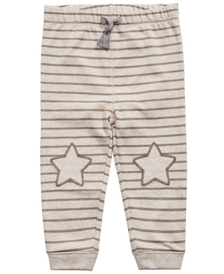 First Impressions Baby Boy's Striped Star-Patch Jogger Pants Beige Size 3-6MOS