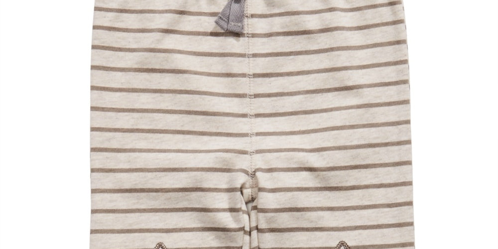 First Impressions Baby Boy's Striped Star-Patch Jogger Pants Beige Size 3-6MOS
