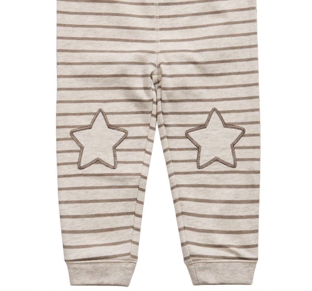 First Impressions Baby Boy's Striped Star-Patch Jogger Pants Beige Size 3-6MOS