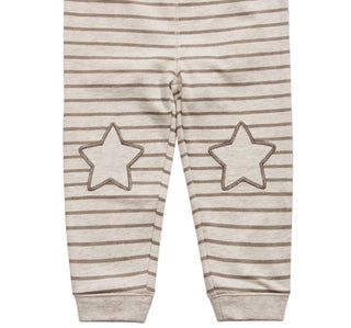 First Impressions Baby Boy's Striped Star-Patch Jogger Pants Beige Size 3-6MOS