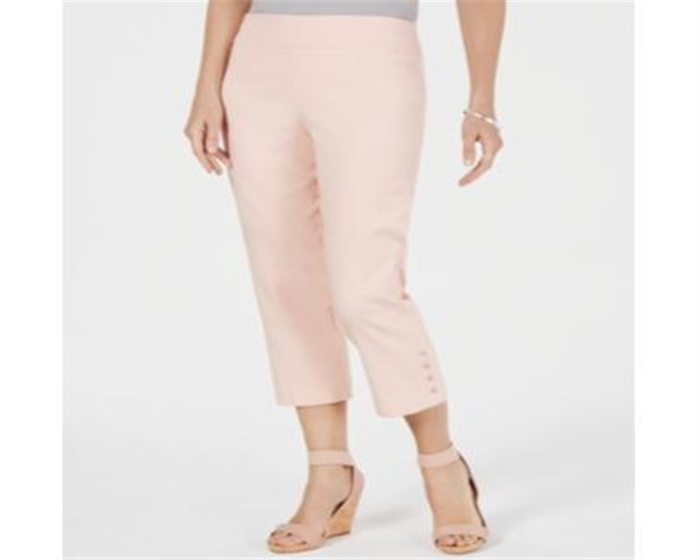 JM Collection Women's Button Hem Tummy Control Capris Blush Size XX-Large