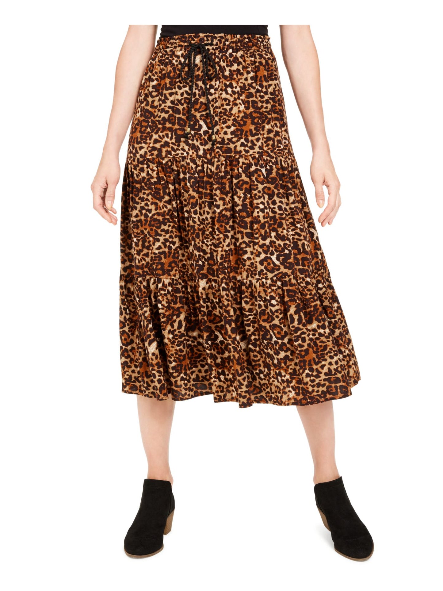 Style & Co Women's Animal Print Skirt Brown Size XX-Large