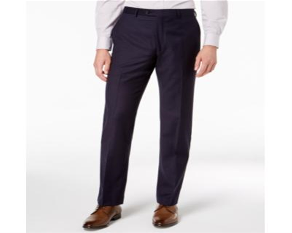 Ralph Lauren Men's Classic Fit Windowpane Flannel Dress Pants Blue Size 42X32