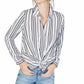 INC International Concepts Women's Pebbled Satin Tie Front Blouse Blue Size XS