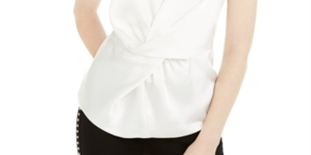 INC International Concepts Women's Solid Twist Front Cami Top White Size Medium