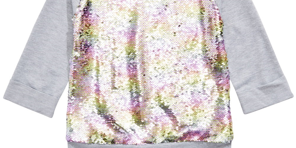 Beautees Girl's Flip Rainbow Sequin Top Gray Size Medium