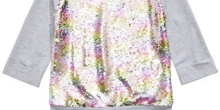 Beautees Girl's Flip Rainbow Sequin Top Gray Size Medium