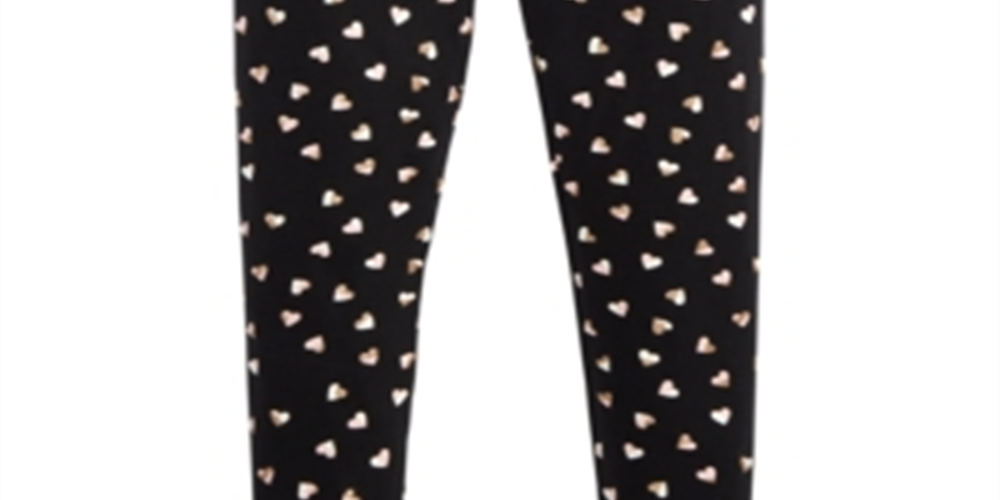 Epic Threads Toddler Girl's Metallic Heart Print Leggings Black Size 4T