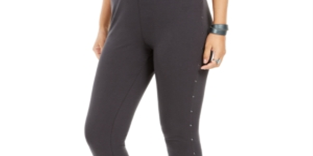 Style & Co Women's Studded Seam Leggings Grey Size XL
