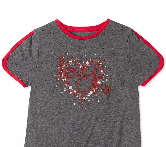 Calvin Klein Big Girls Love Dolphin-Sleeve T-Shirt Charcoal Size 7
