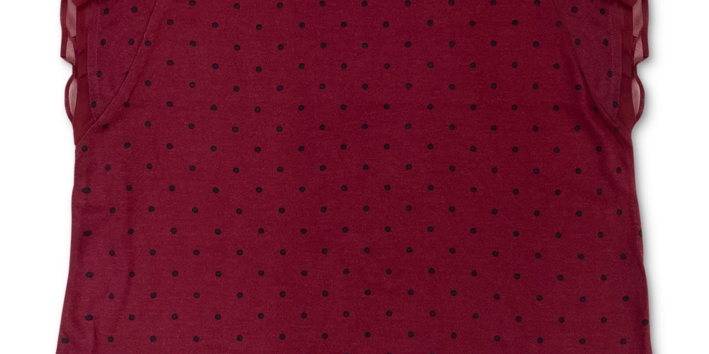 Style & Co Women's Dot-Print Flutter-Sleeve Top  Red Size Large