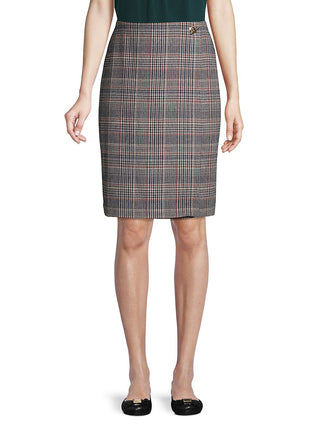 Calvin Klein Women's Plaid Tweed Pencil Skirt Brown Size 10