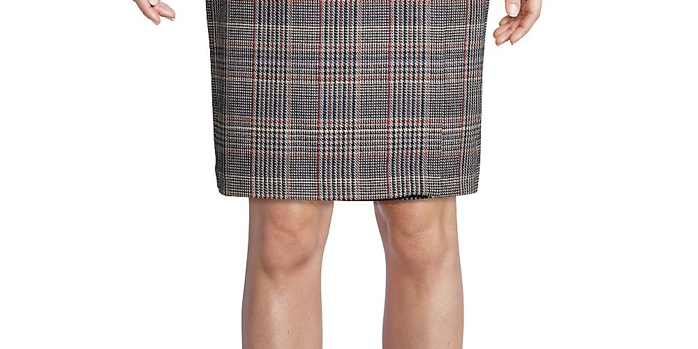 Calvin Klein Women's Plaid Tweed Pencil Skirt Brown Size 10