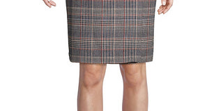 Calvin Klein Women's Plaid Tweed Pencil Skirt Brown Size 10
