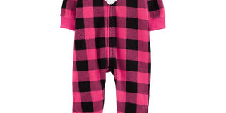 Carter's Girl's Jumpsuits Plaid Buffalo Check Heart Hooded Fleece Playsuit Pink Size 3MOS
