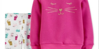 Carter's Baby Girl's 2 Pc Cat Fleece Sweatshirt & Leggings Set Purple Size 12MOS