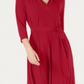 Charter Club Women's Solid 3/4 Sleeve V Neck Knee Length Trapeze Dress Red Size Petite Large