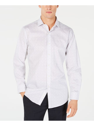 Bar III Men's Collared Classic Fit Dress Shirt White -Green Size 32X33