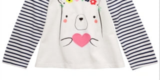First Impressions Toddler Girl's Cotton Striped Bear T-Shirt White White Size 2T