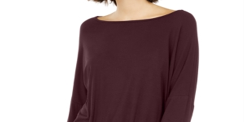 INC International Concepts Women's Ruched Dolman Sleeve Top Red Size Small