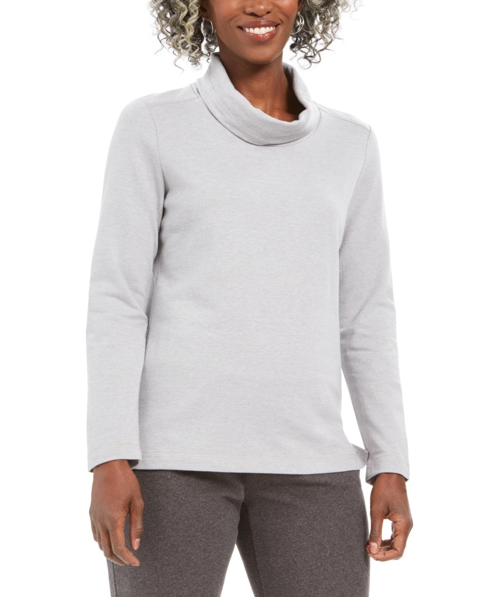 Karen Scott Women's Heather Long Sleeve Turtle Neck Blouse Top Gray Size Petite Large