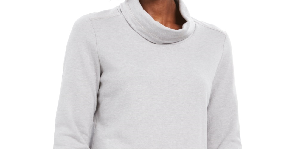 Karen Scott Women's Heather Long Sleeve Turtle Neck Blouse Top Gray Size Petite Large