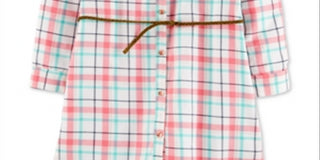 Carter's Little & Big Girl's Belted Plaid Twill Dress Pink Plaid Size 10