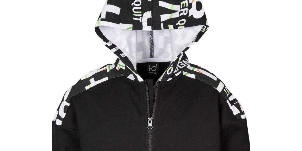 Ideology Big Boy's Printed Zip-Up Hoodie Black Size Small