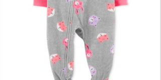 Carter's Girl's Print Animal Fleece Footie Gray Size 24MOS