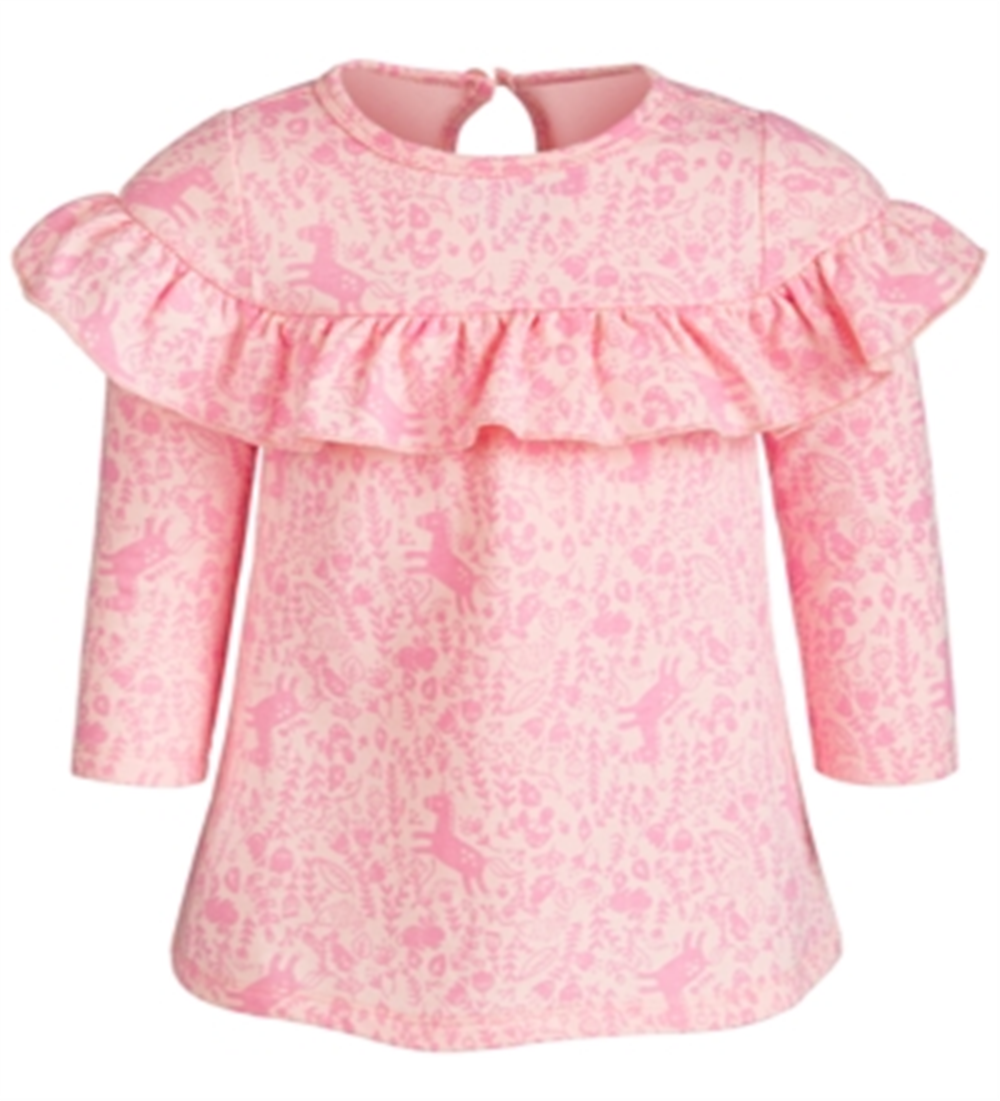 First Impressions Baby Girl's Enchanted Print Ruffle Dress Pink LilY Size 0-3MOS