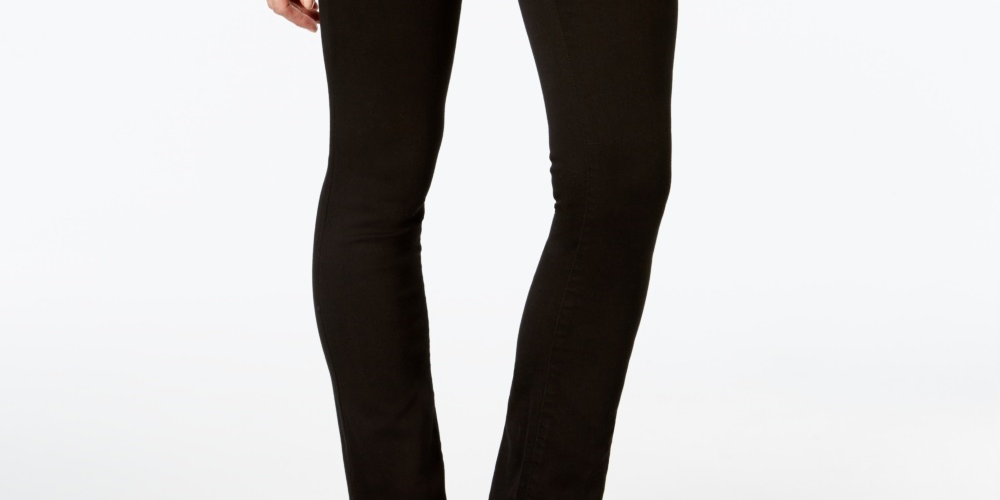 INC International Concepts Women's Curvy Fit 5 Pocket Bootcut Jeans Black Size 8