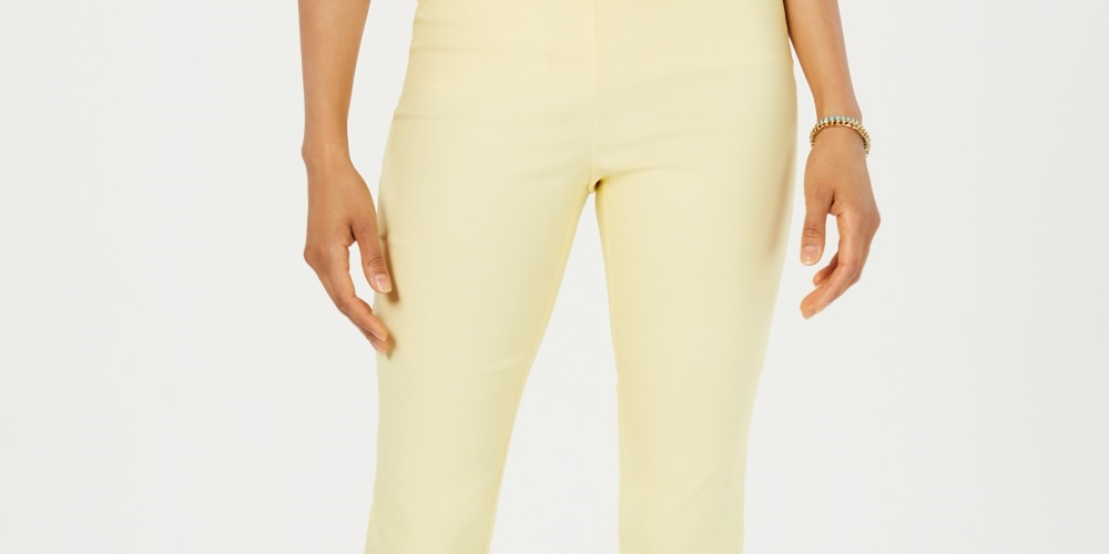Charter Club Women's Chelsea Tummy Control Skinny Leg Ankle Pants Yellow Size 6