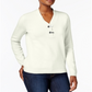 Karen Scott Women's Cotton Toggle Henley Sweater White Size Petite XL