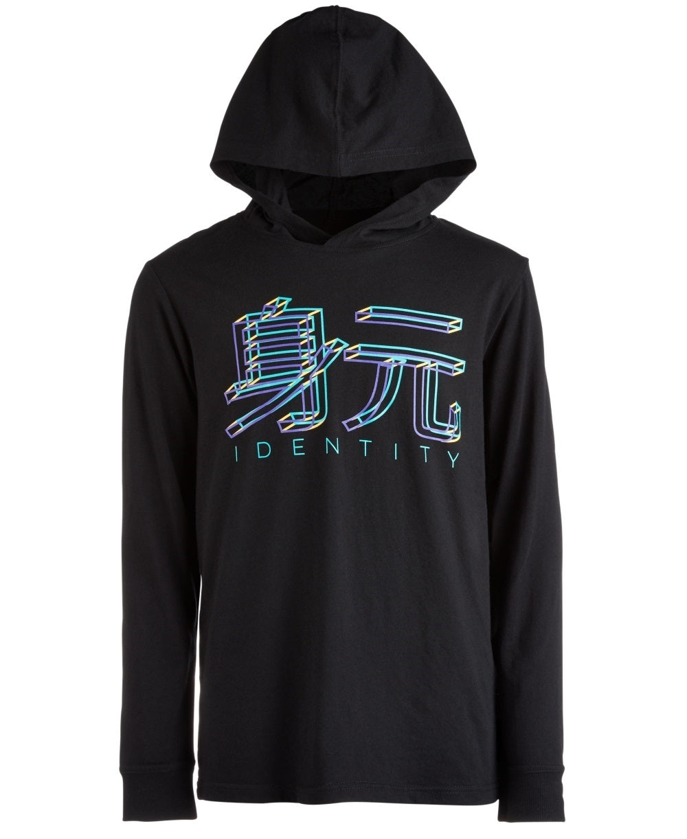 Ideology Big Boy's Graphic Print Hooded T-Shirt Black Size Small