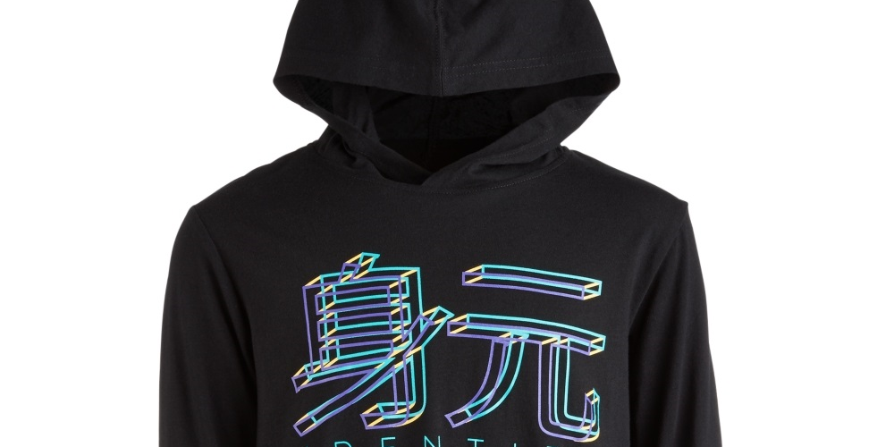 Ideology Big Boy's Graphic Print Hooded T-Shirt Black Size Small