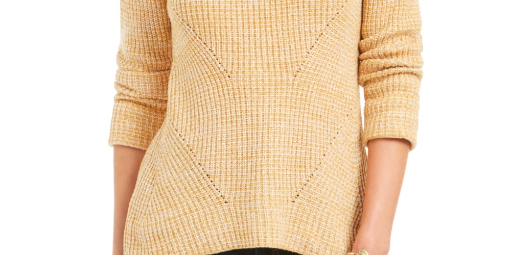 Style & Co Women's Marled Knit Sweater Yellow Size PP