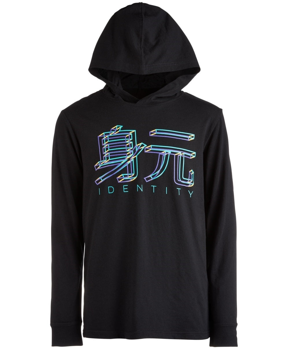 Ideology Big Boy's Graphic-Print Hooded T-Shirt Black Size Large