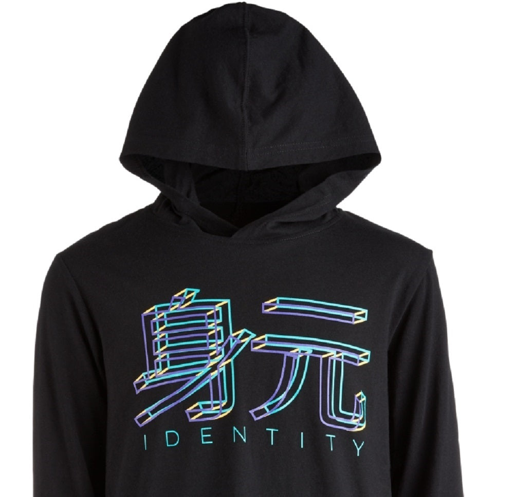 Ideology Big Boy's Graphic-Print Hooded T-Shirt Black Size Large