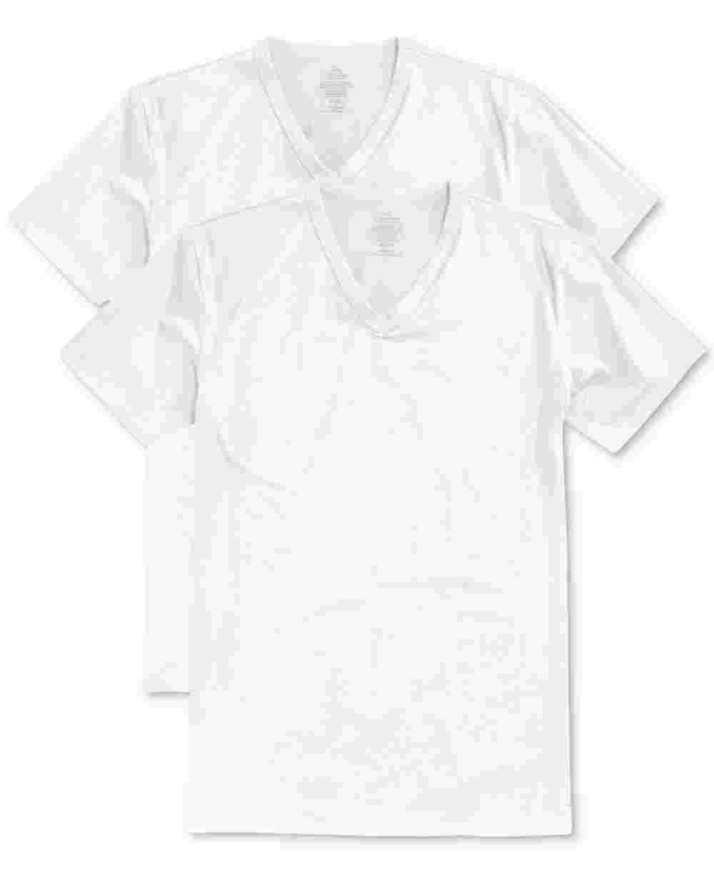 Calvin Klein Men's Big And Tall Cotton Classics V-Neck White Size 15.5