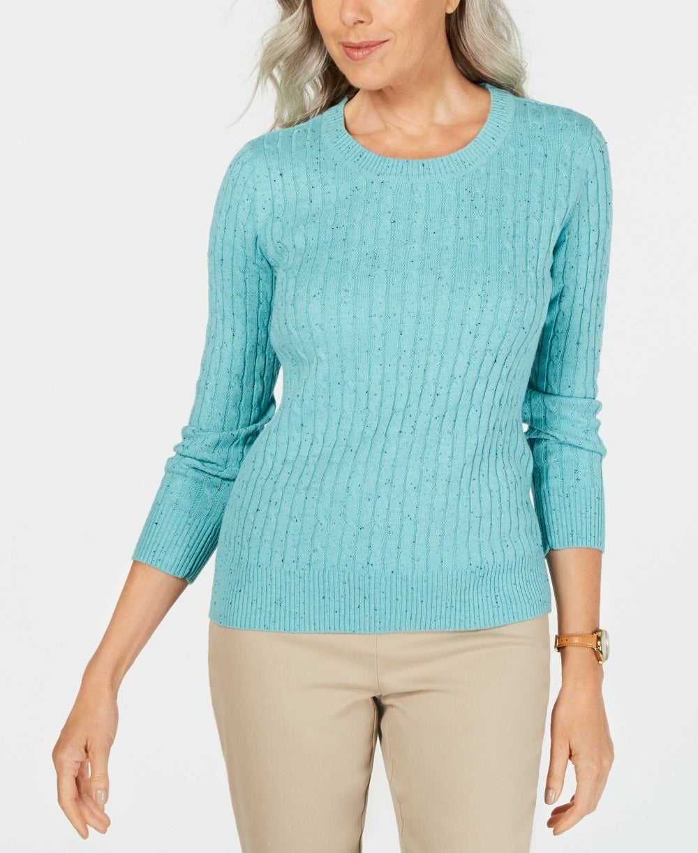 Karen Scott Women's Cable-Knit Sweater Blue Size Medium