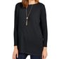 Style & Co Women's Ribbed Long Sleeves Sweater Black Size Petite Small