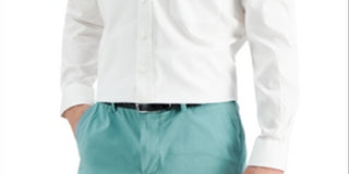 Club Room Men's Regular Fit Cotton Spread Collar Pinpoint Dress Shirt White Size 15/5