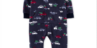 Carter's Baby Boy's Holiday Print Fleece Coverall Blue Size NEWBORN