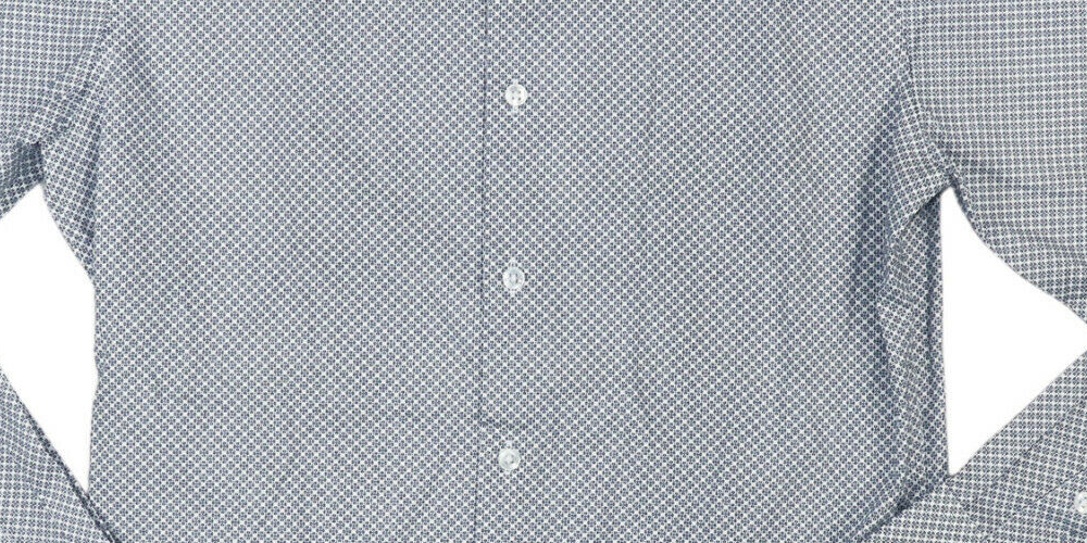 Bar III Men's Floral Slim Fit Stretch Dress Shirt White-Navy Size M